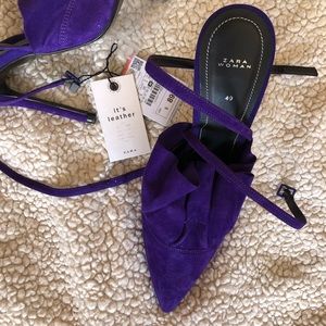 Purple stiletto heels NWT 100% leather